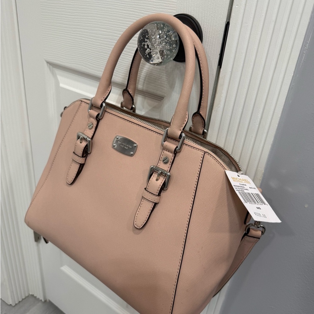 Michael Kors Pink Satchel Bag with Silver Hardware